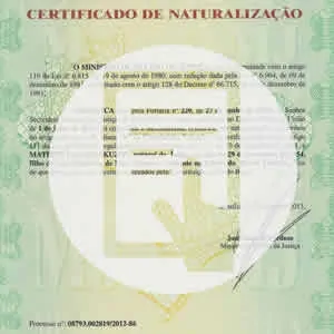 Certificado de Naturalização Certificado de Naturalização