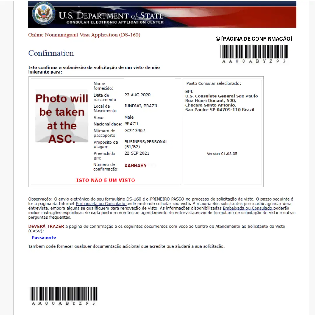 página de confirmação ds-160 página de confirmação ds-160