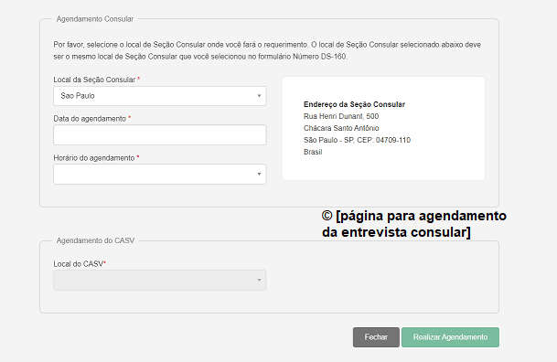 agendamento entrevista visto americano